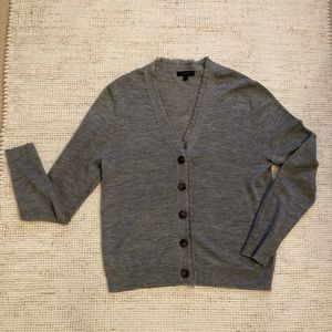J Crew Gray Merino Wool Cardigan, Size Large